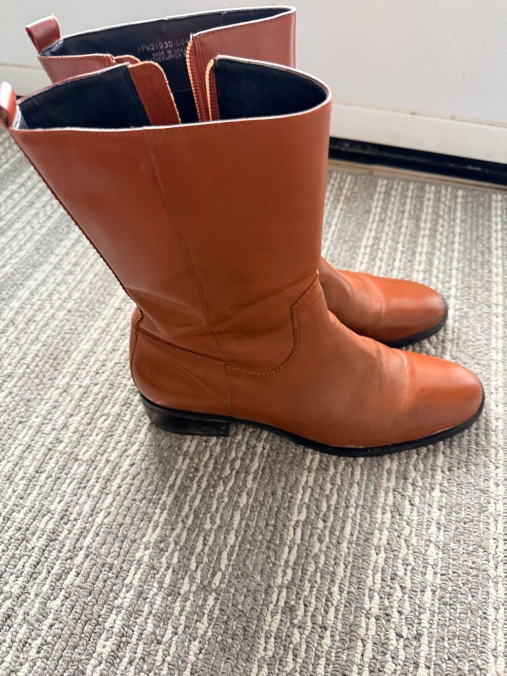 Geox Chestnut Brown Leather Mid-Calf Heeled Boots